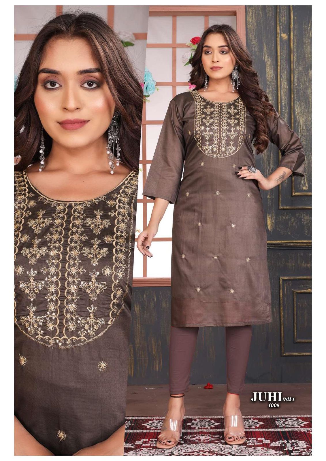 Golden Juhi Vol 1 Wholesale Designer Kurtis Catalog
